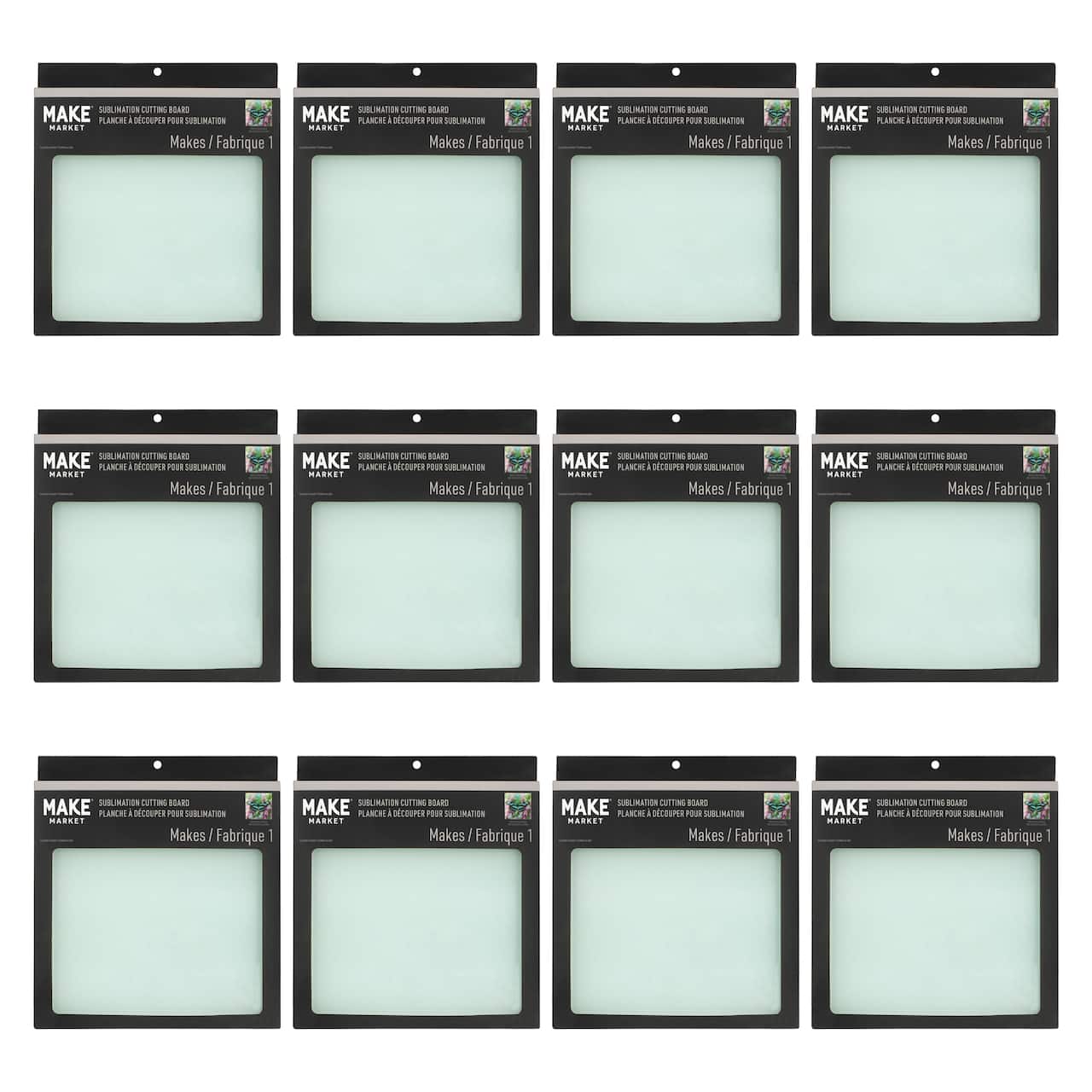 12 Pack: 9" x 9" Square Tempered Glass Sublimation Cutting Board by Make Market®